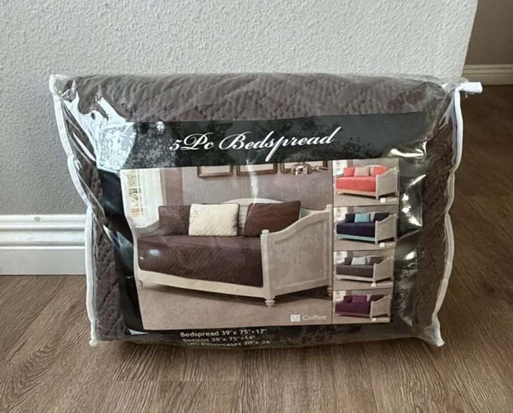 MK Collection 5Pc Daybed Quilt Bedspread Set Coffee Size Twin